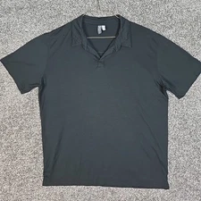 Ibex Shirt Mens Large Black Merino Wool Polo Short Sleeve Hiking Casual FLAWS 