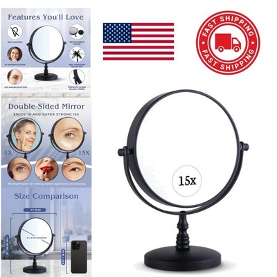 15X Magnifying Tabletop Mirror with Stand Dual Sided 1X 360 Degree Rotation