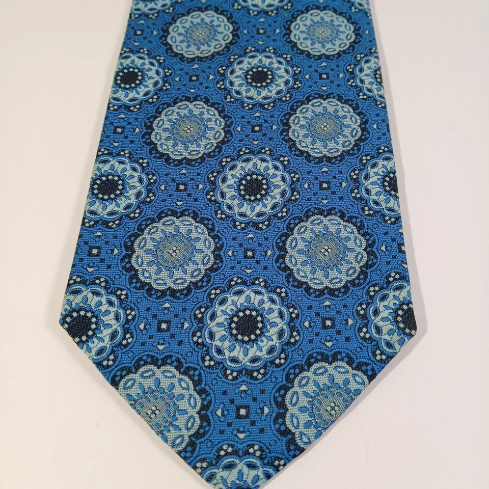 Corbata azul Goldsmiths Beau Brummell para hombre mezcla de poliéster patrón geométrico Foto 2 de 4