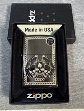 Zippo Lighter 2014 Sealed Unused Skull Wings E14 With Box Made In USA Biker