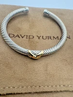 David Yurman Sterling Silver 14K Yellow Gold X Classic Cable Bracelet Authentic