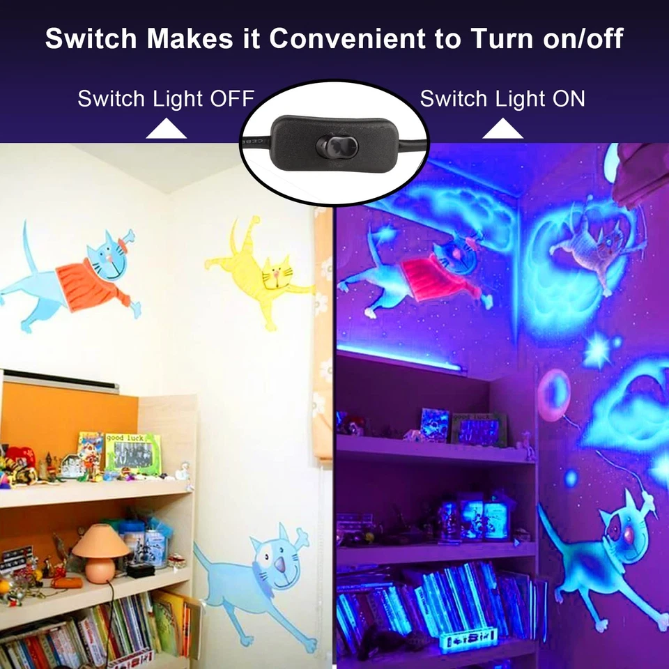 2 Pack 150W Waterproof LED Blacklight UV Floodlights for Glow Party, - Image 3 of 4