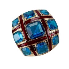 Women Blue Alloy Breastpin Brooch Decorative Clothes Accessory