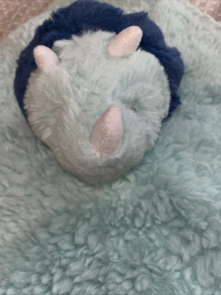 Manta de seguridad para bebé dinosaurio triceratops azul elección de los padres Lovey Blankie Foto 2 de 4