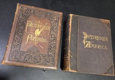 PICTURESQUE AMERICA The Land We Live Vol 1 & 2 Leather Book Set 1872/1874