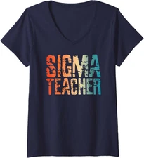 Back To School Sigma Teacher Meme Lovers Humor Cute Ladies' V-Neck Tshirt