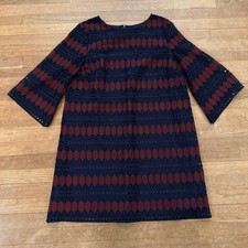 Tahari navy rust 3/4 sleeve knee length shift dress size 14 b18