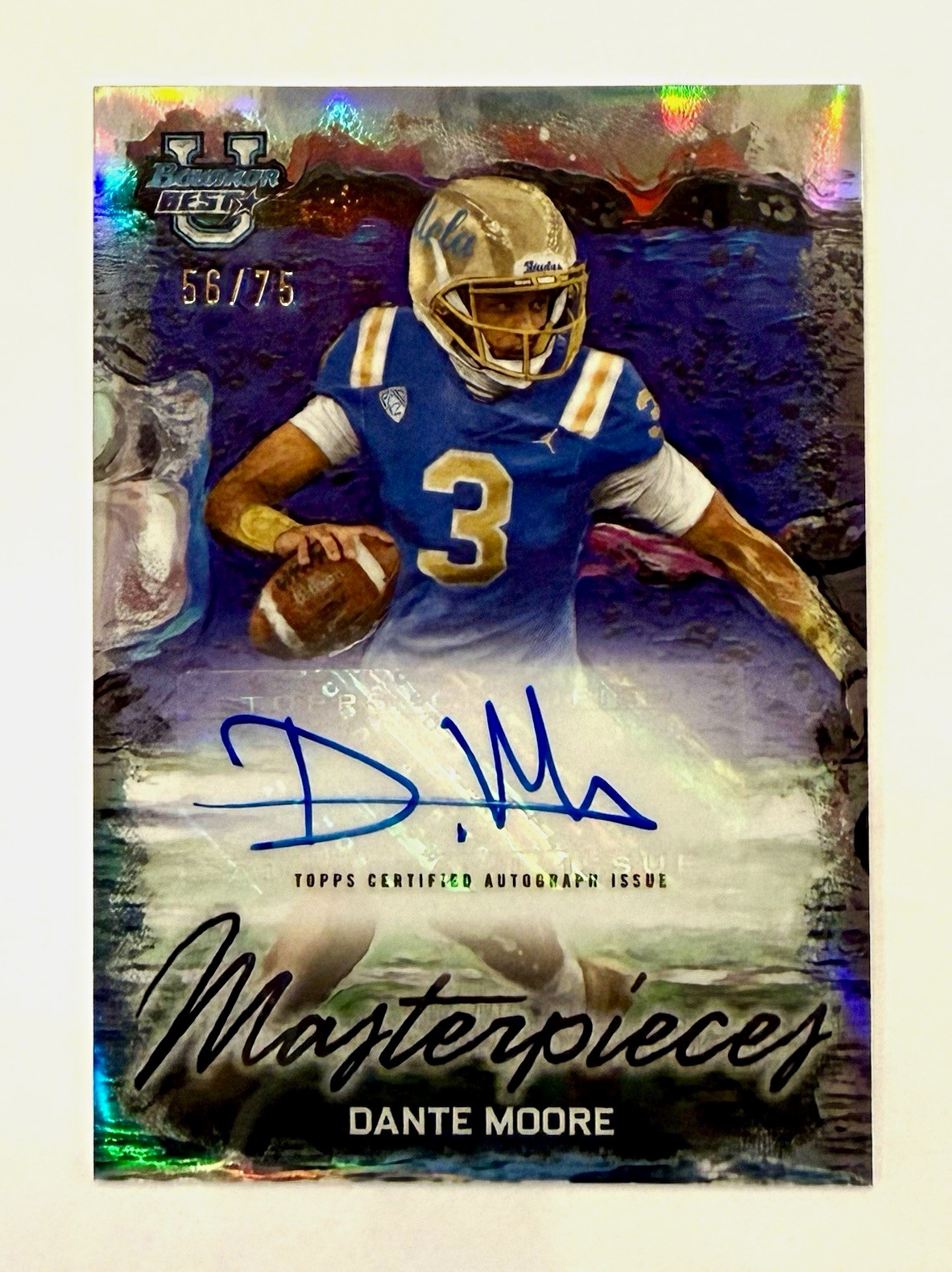 Topps 2023 Bowman Best Dante Moore UCLA Masterpieces Refractor Auto /75 SP Clean