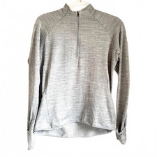 Nike  Women  s Light Gray 1/4 Zip Thin Running Layer Fold Over Hands Size M