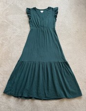 Honorine 100% Cotton Gauze Long Ruby Dress Maxi Green Size Medium Made In USA