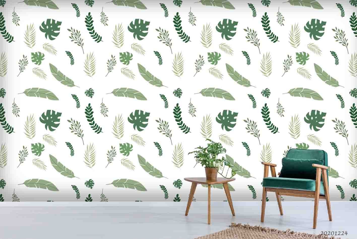 3D Plants Leaf Pattern Wall Murals Wallpaper Murals Wall Sticker