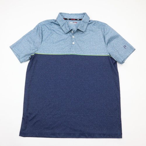 Fila Sport Golf Polo Shirt Mens Large Blue Quick Dry Performance Short Sleeve