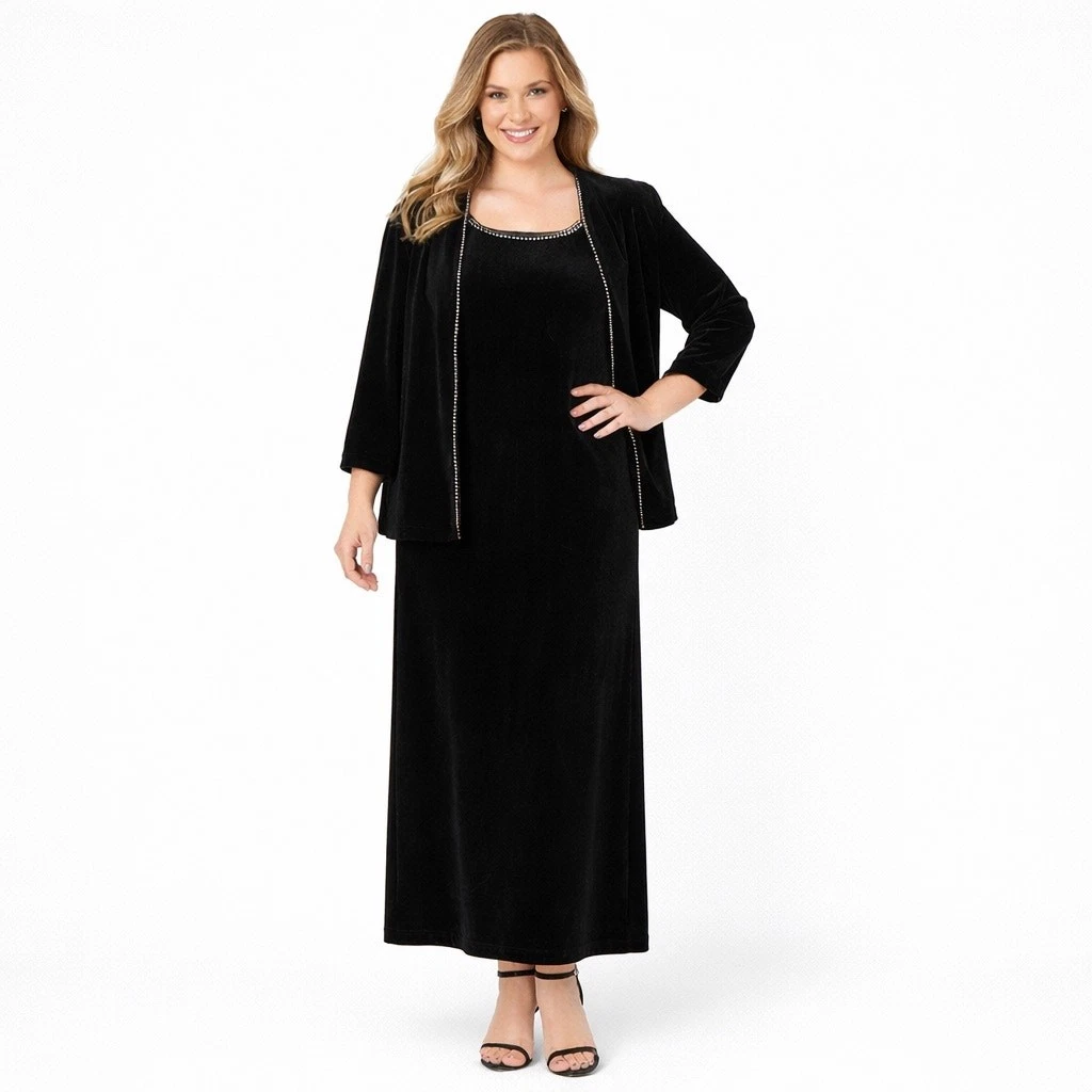 fitted dresses black Luxury Couture Beaded Black Formal Dress - Size 12
