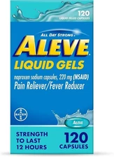 Aleve Liquid Capsules Naproxen Sodium 220mg Pain Reliever 120 Ct