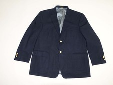 Stafford Men's Blazer Size 46 Regular Navy Blue Wool Blend 2 Button Jacket 46R