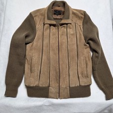 Vintage 60s 70s Mens Brown Suede Leather Sweater Jacket M