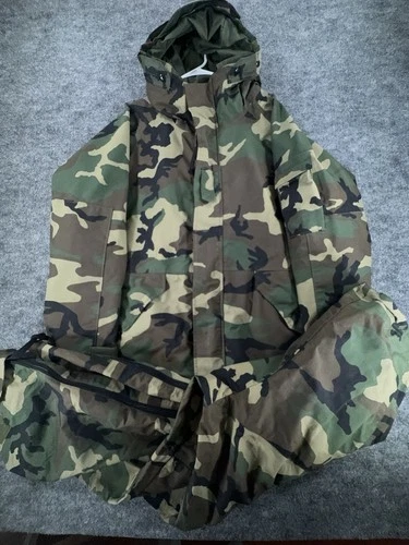 US Military ECWCS Gen 1 Woodland Camo Cold Weather Parka Jacket Pants Set Large - product listing photo