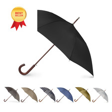 Totes Auto Open Water Repellent Stick Umbrella with Classic One Size, Black