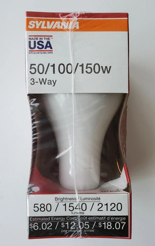 8 Sylvania 3-Way Bulbs (4 BRAND NEW Sealed 2-Packs) 50/100/150w Soft White A21 - Image 2 of 4