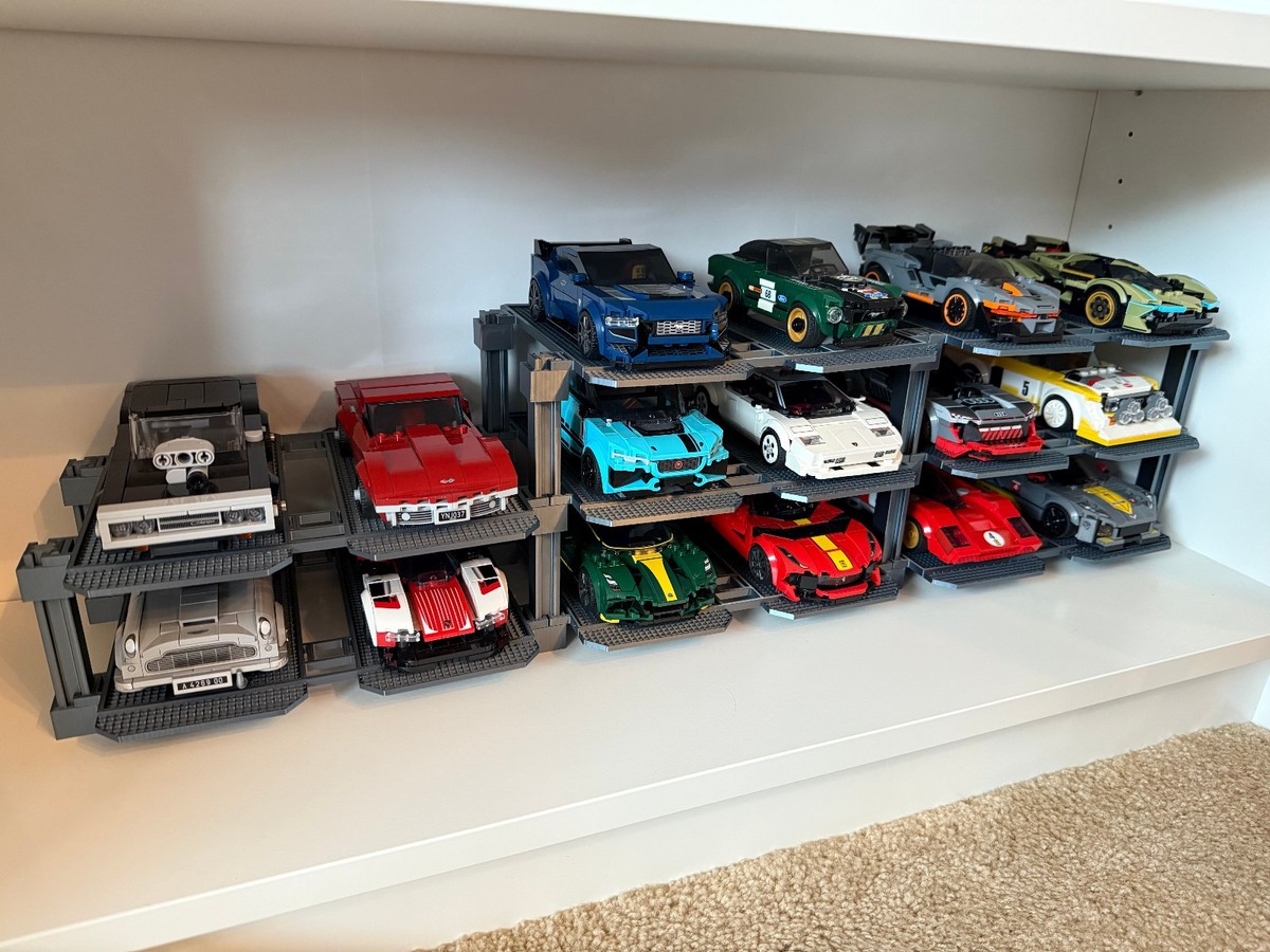 ミニカー展示ケース ブラック/オレンジ　ミニカ４台セット Modular Display Rack for Lego Speed Champions - Customizable (Made