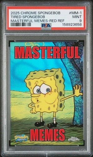 Topps 2025 Chrome SpongeBob Red Refractor Masterful Memes MM-1 PSA 9 RARE SSP /5