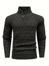 Men'S Casual Commuting Fashion Solid Texture Warm Lapel Sweater