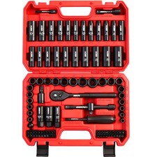 96Piece 3/8" Drive Impact Socket Wrench and Bit Set, SAE 5/16 3/4 Metric 8...