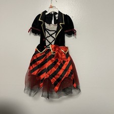 Kids Red and Black Pirate Dress Costume with Gold Trim Girl S 4-6 
