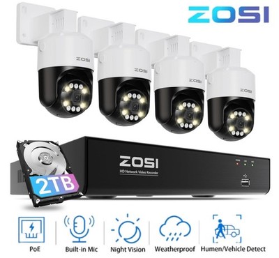 ZOSI C290/C296 8CH 4K NVR PoE Security Camera System 4x8MP Outdoor Camera 2TBHDD