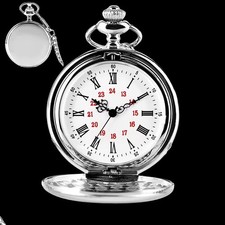 men's pocket watch with silver chain vest watches