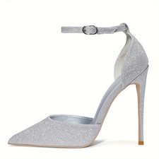 Women Pumps D'Orsay Ankle Strap Pointed Toe Stiletto Heels Party Wedding Shoes