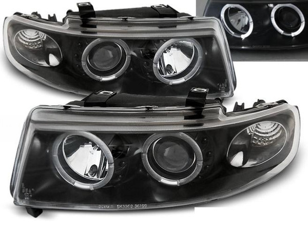 Scheinwerfer Paar Seat Leon / Toledo 99-04 Angel Eyes Schwarz-image
