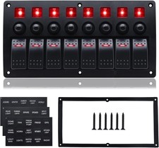 Geloo 8 Gang Marine Rocker Switch Panel, Boat Switch Panel Waterproof, 12V Sw...