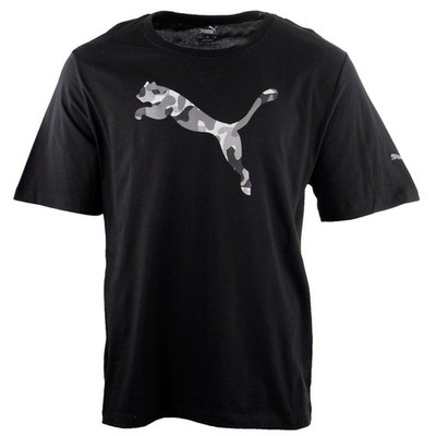 Puma Men's Gray Camo Cat Logo Tee Short Sleeve Casual T-Shirt Puma Black
