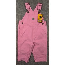 Carhartt Girls Loose Fit Canvas Bib Overalls Rose Bloom Pink 9M OX9626-G NWT