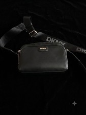 DKNY Black Small Solid Logo Strap Crossbody B...