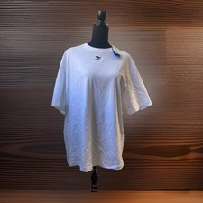 Adidas Women's White Ribbed Crew Neck Logo Tee T-Shirt Medium NWT Free Ship