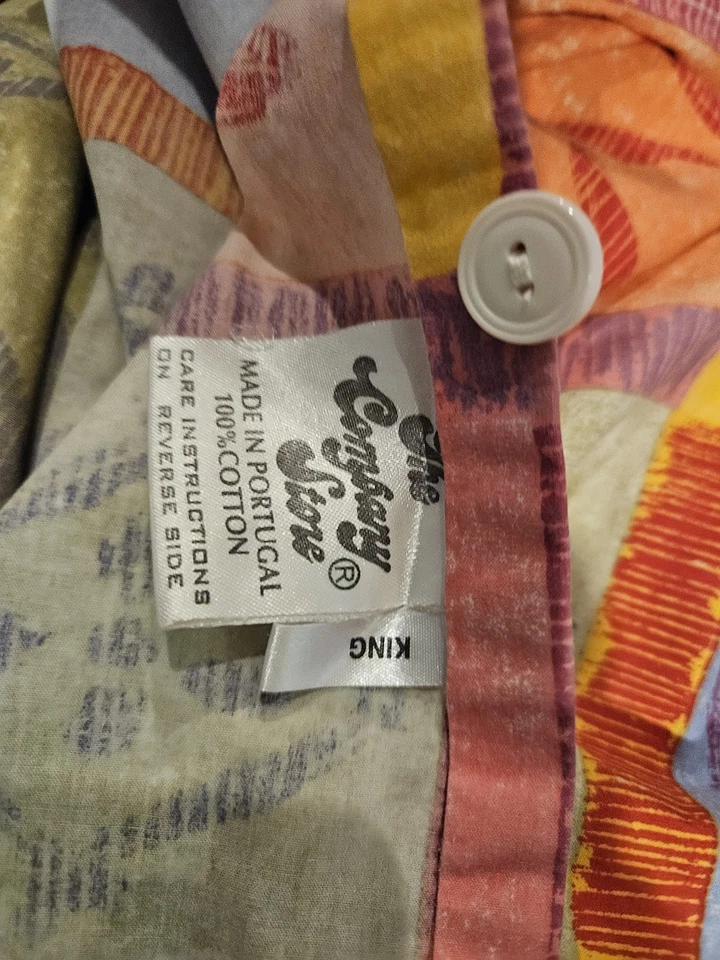 FUNDA NÓRDICA The Company Store KING 100% algodón Portugal estampado boho bloque COLORES! Foto 2 de 4