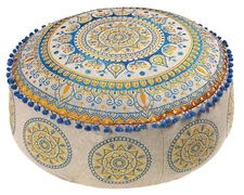 Boho Floor Pillow Cover Round Moroccan Large Pouf Ottoman Room Décor Cushion ...
