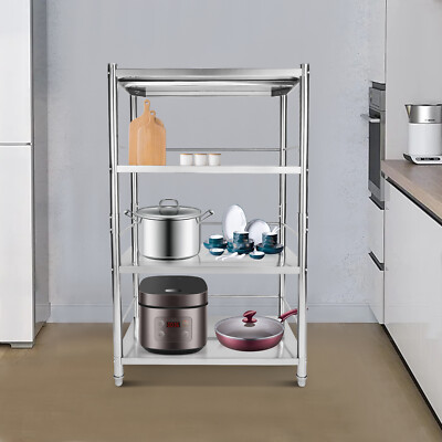 4-Tier Kitchen Shelves Shelf Rack Stainless Steel Shelving Organizer Rack Stand