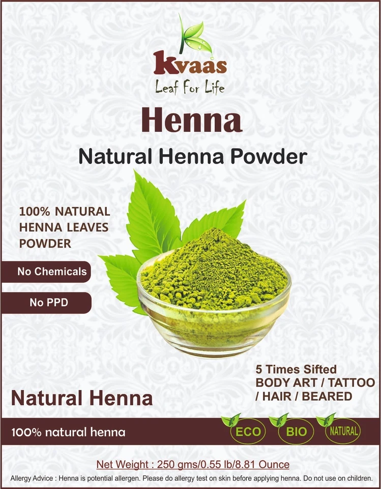 1 Kg (35.274 oz) Natural Henna & Indigo Powder for Hand,Hair & Beard - Kvaas - image 3 of 4
