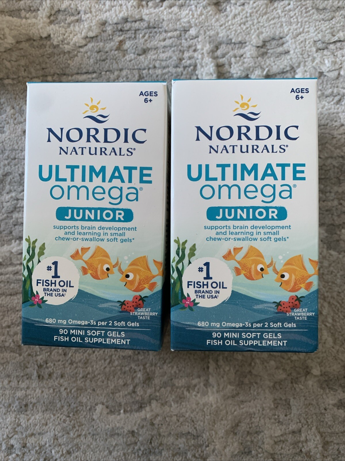 Nordic Naturals Ultimate Omega Junior - Straw Soft Gel, 2 Bottles.exp:9/2027