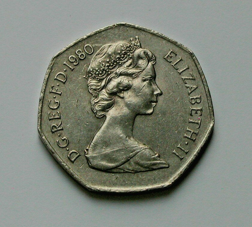 R*h様 ✅80s~00s England G-Force Design Pan 1980 UK (British) Coin - 50 NEW PENCE (50p) - special 7