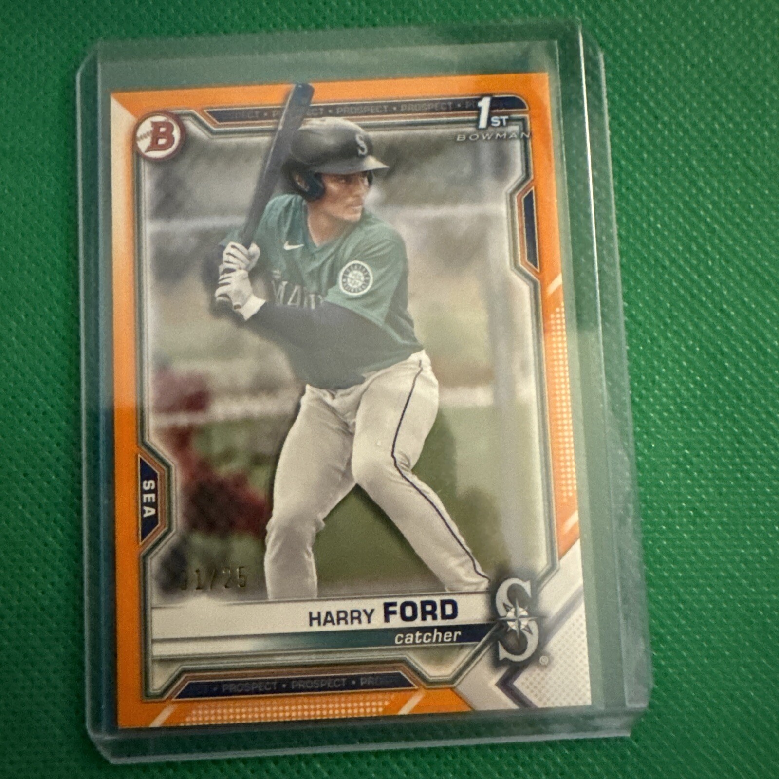2021 Bowman Draft Harry Ford 1st Orange Paper Prospect #/25 Mariners