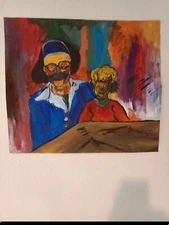 Expressionist Gouache 1994 The Grand Mother And The Child 55.5cm/49.5cm
