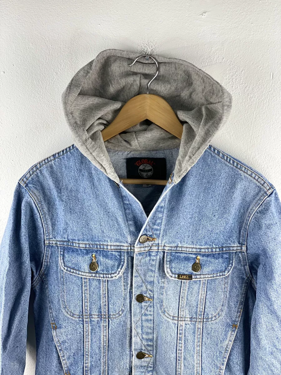 Green hooded denim jacket discount