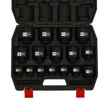 16PCS 1/2" Drive Shallow Spindle Axle Nut Impact Socket Set 6-Point Large CR-MO