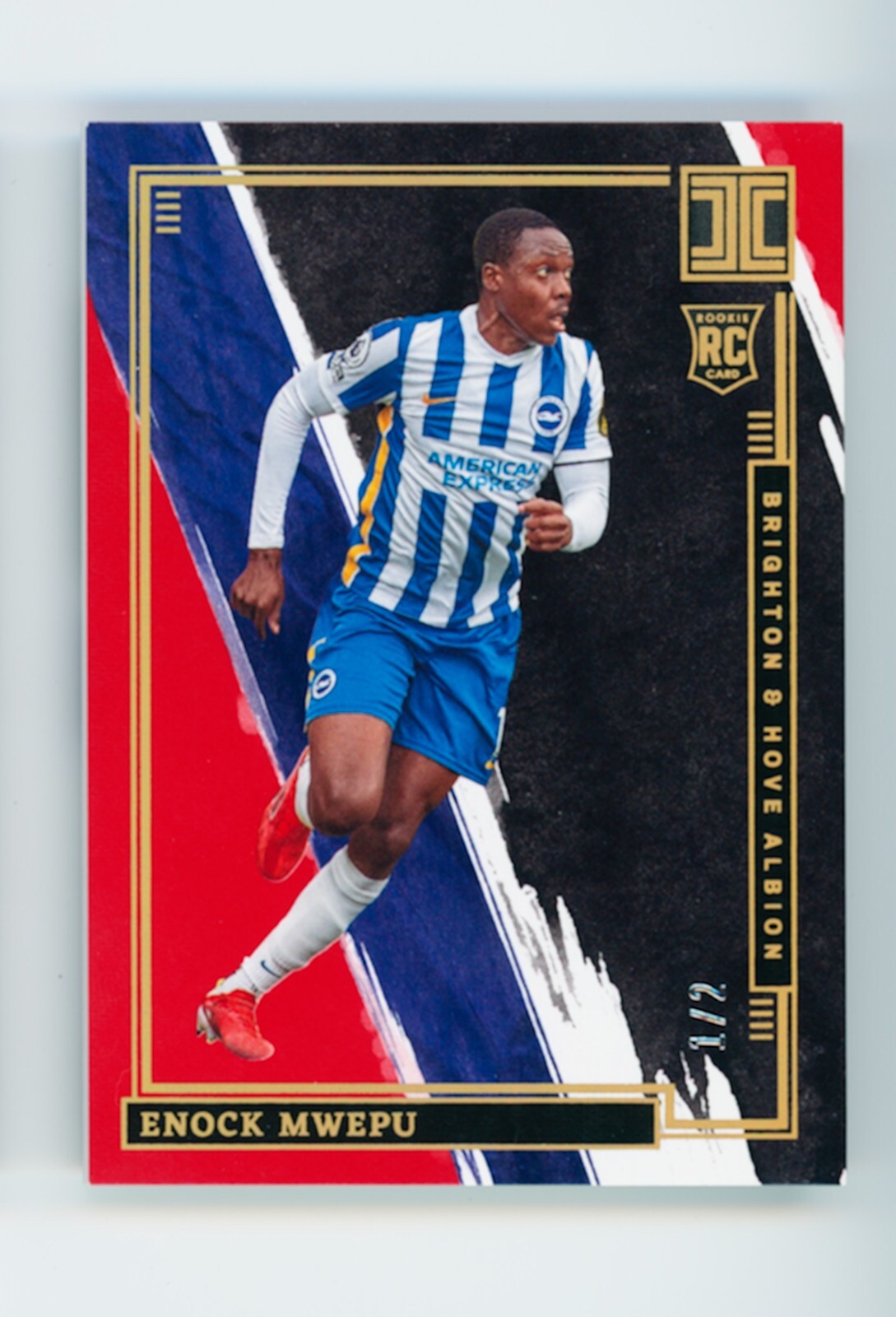 2021-22 Enock Mwepu Panini Impeccable Gold Brighton & Hove Rookie Card 1/2
