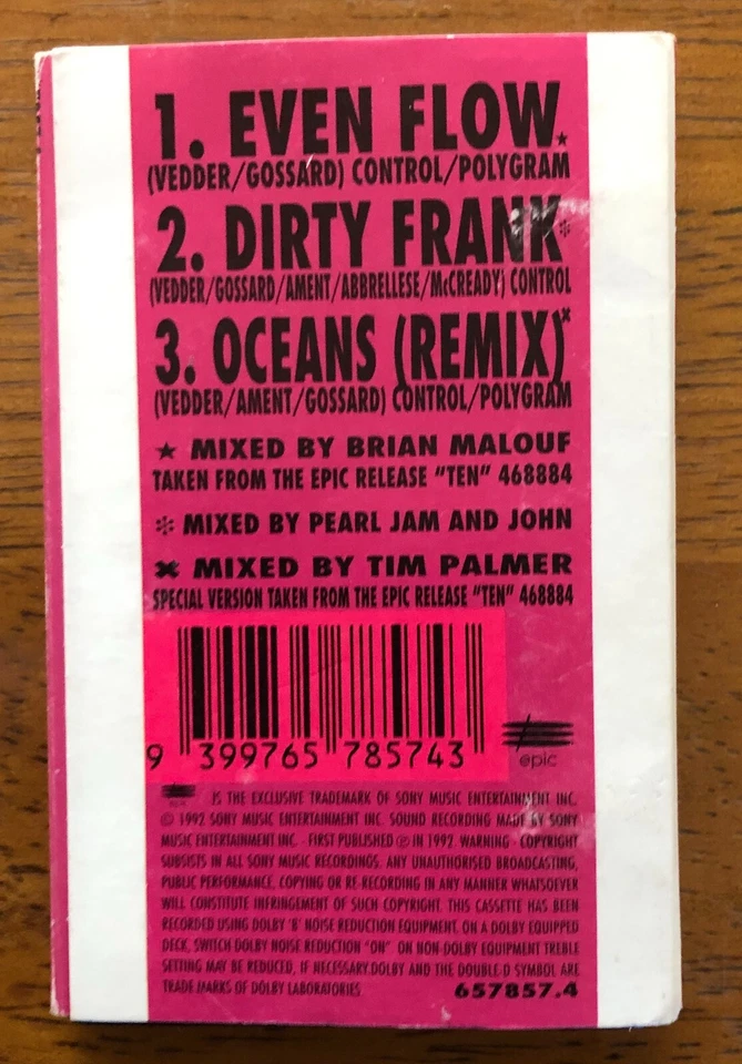 PEARL JAM -  Even Flow  AUDIO CASSETTE TAPE IN VGC - B3 - Image 2 of 3