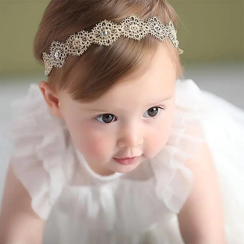 Adorable Baby Girls Crown Headband Elastic Flower Decor for Parties & Photos - Picture 13 of 29